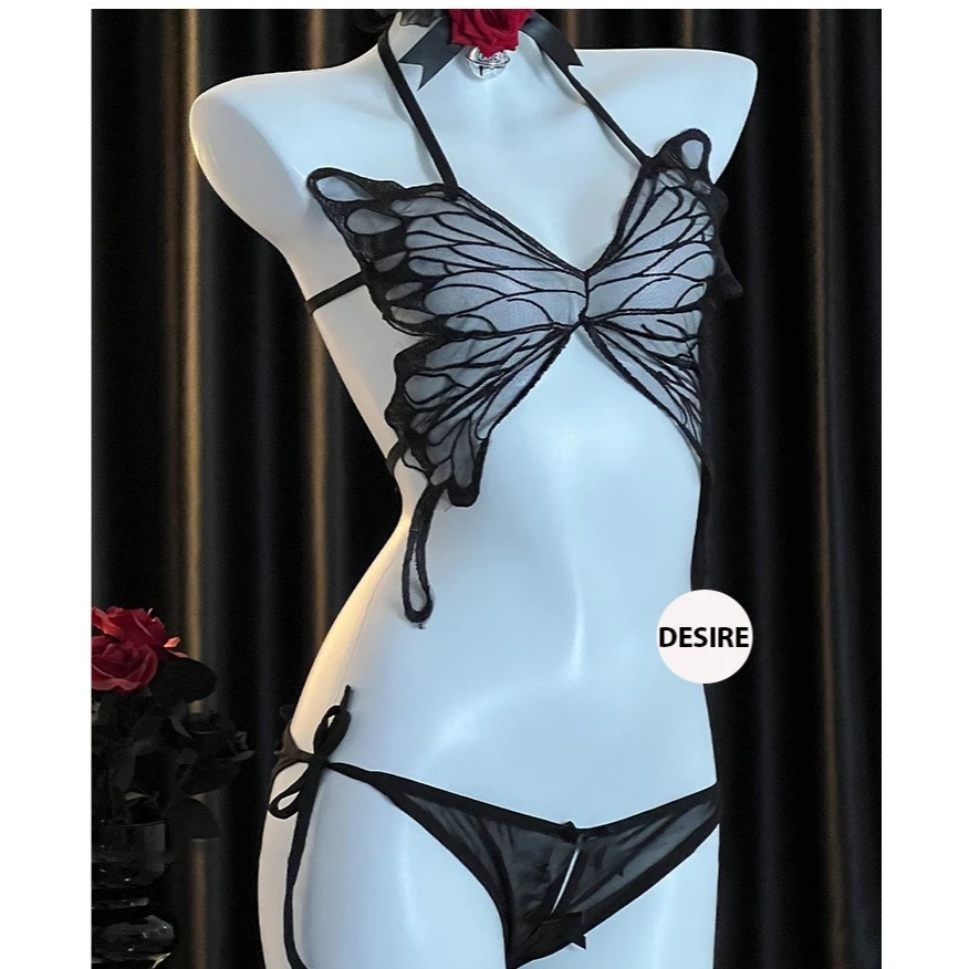 Desire Store, Bồ lót ren lưới gồm Áo và quần cột dây xẻ đáy gợi cảm sexy chính hãng Gui Ruo loại 1 VN-2112 - Đen image 8 of 8