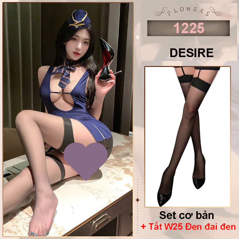 Desire Store, Bộ váy ngủ Cosplay Cô nàng Tiếp viên hàng không phong cách gợi cảm DESIRE STORE VN-1225 - Set cơ bản+ Tất W25, Bigsize image 10 of 10
