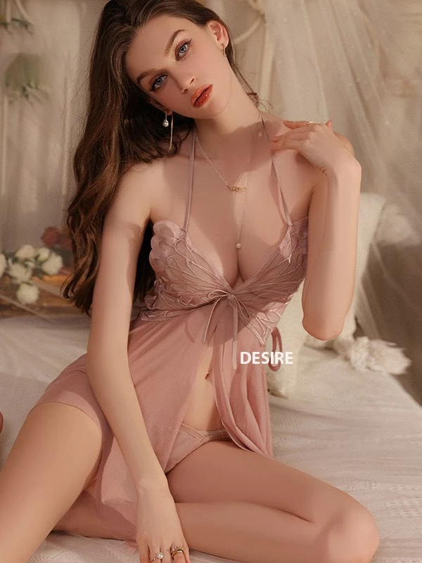 Desire Store, Váy ngủ ren xuyên thấu xẻ trước hở lưng mềm mại gợi cảm sexy kèm chip VN-3713 image 2 of 14