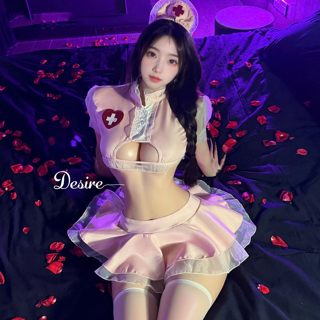 Desire Store, Bộ đồ ngủ Cosplay y tá HÀNG LOẠI 1 đầy đủ phụ kiện sexy gợi cảm DESIRE VN-8469 - Set + tất trắng T-05 image 10 of 10