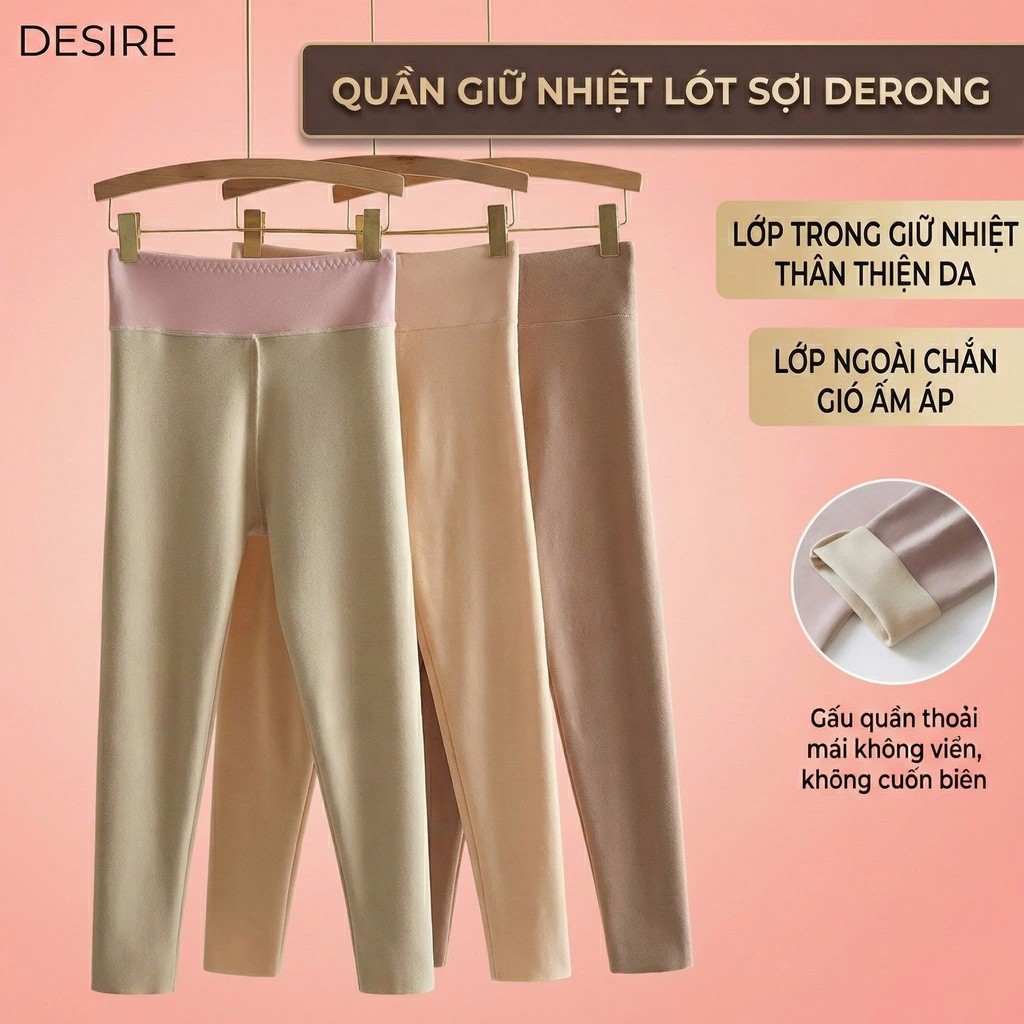 Desire Store, Quần dài giữ nhiệt Nhung lót sợi nhiệt Derong mềm siêu nhẹ mùa đông ấm áp Quần dài lót trong giữ nhiệt QGN-9093 image 6 of 26