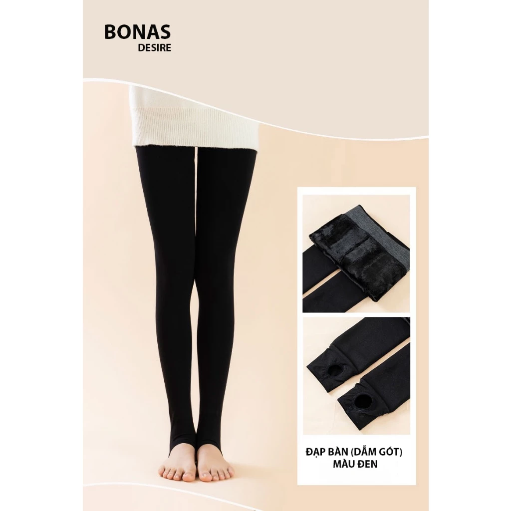 Desire Store, Quần Tất Nữ Dày Lót Lông Mềm Mại Ấm Áp Chính Hãng Bonas KW002 - Phù Hợp Mùa Đông - Đen hở gót 500g image 13 of 18