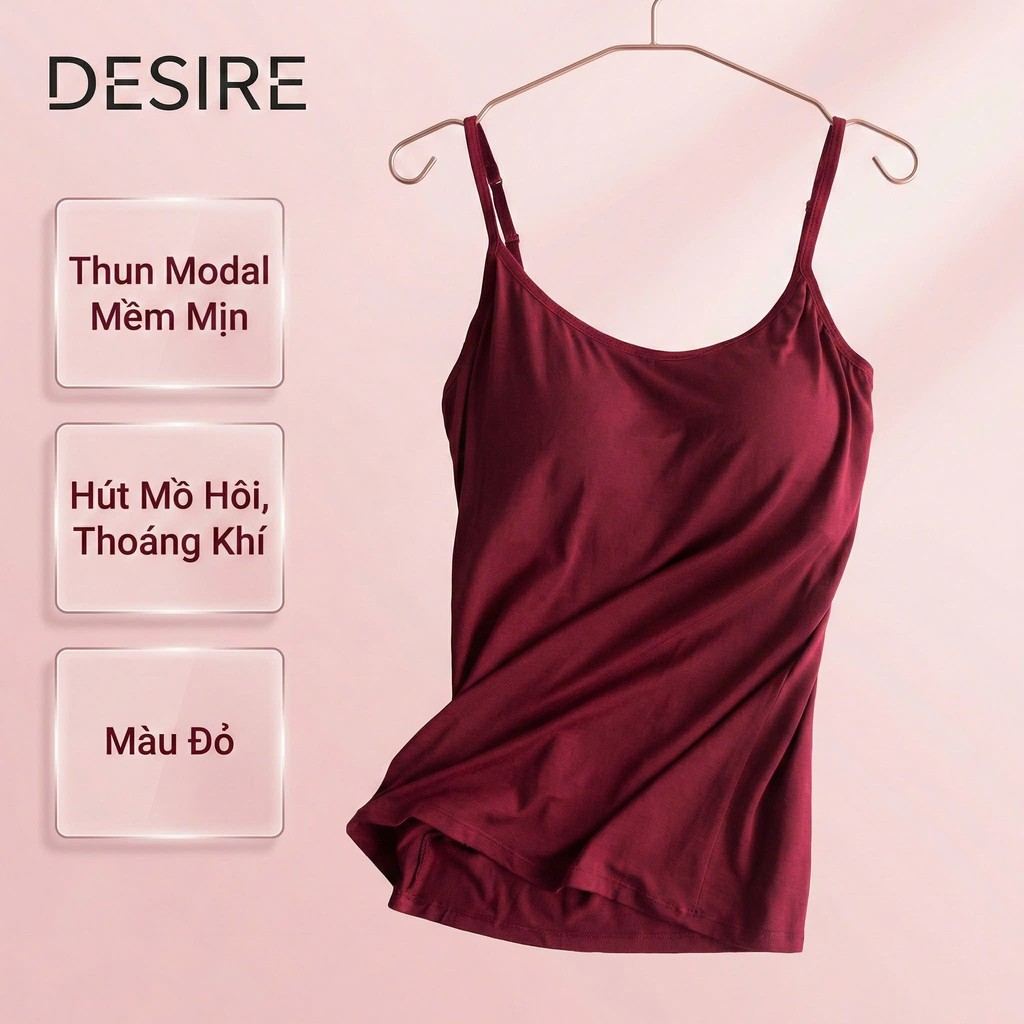 Desire Store, Áo lót hai dây thun Vicose hàng loại 1 cao cấp kèm mút ngực thông hơi A2010 - Đỏ, XXL(64-75kg) image 16 of 18