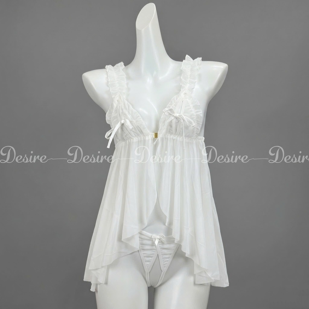 Desire Store, [40-75KG] Váy ngủ bigsize ren sexy cài trước kèm chip DESIRE 8471 HÀNG QC LOẠI 1 CHUẨN XỊN - Váy Trắng, L (60-75kg) image 13 of 14