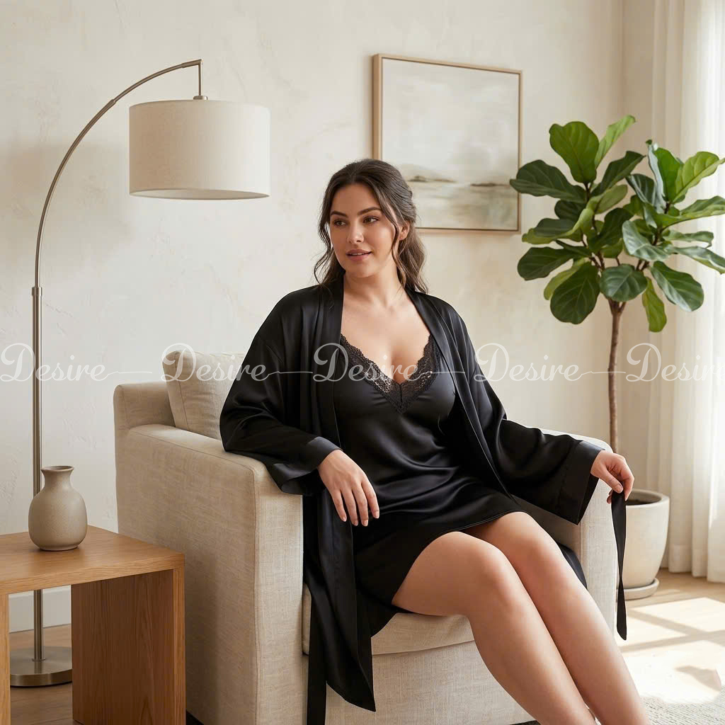 Desire Store, [BIGSIZE] Váy ngủ lụa cổ V phối ren 1906 - Đầm ngủ hai dây cao cấp hàng chuẩn Guiruo loại 1 DESIRE image 7 of 11