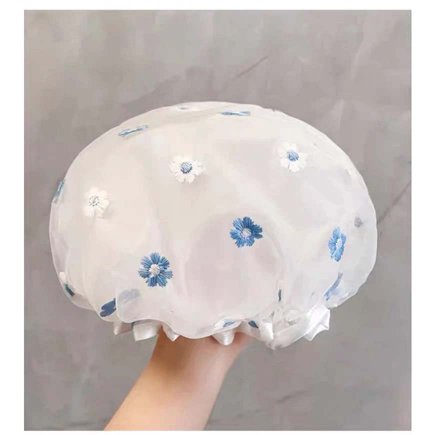 Desire Store, Mũ tắm, mũ ủ tóc 2 lớp lưới thêu hoa chống thấm nước tốt TT-001 image 2 of 12