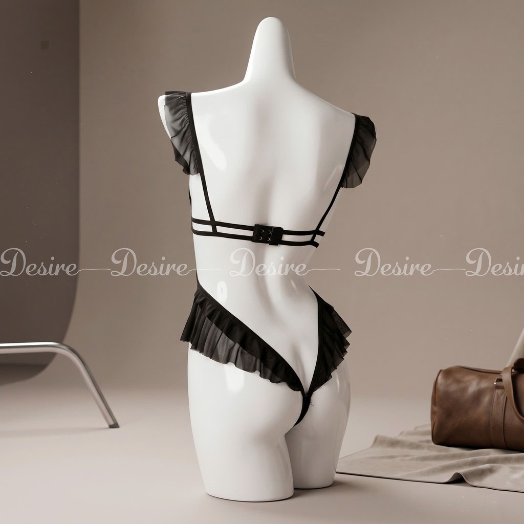 Desire Store, Bộ váy ngủ liền thân Bodysuit chất ren tay áo cánh tiên quần hở đáy sexy gợi cảm VN-8640 image 7 of 13