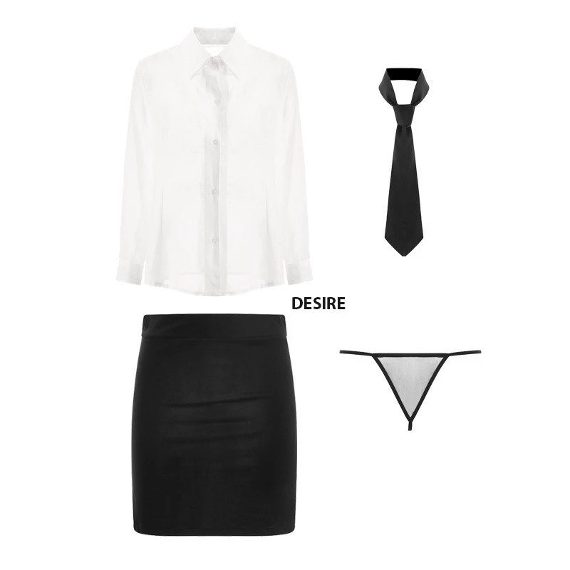 Desire Store, Bộ đồ ngủ Cosplay cô thư ký gợi cảm Bigsize hàng loại 1 DESIRE VN-6967 - Set cơ bản, XXL(65-80kg) image 11 of 16