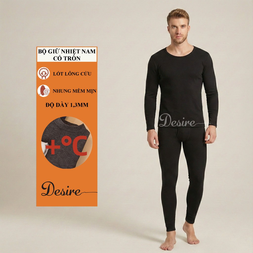 Desire Store, Đồ bộ giữ nhiệt nam lót Len Cashmere cổ tròn ấm áp mùa đông cao cấp siêu nhẹ DGN-02 - Bộ cổ tròn viền đen, XXXL image 15 of 19