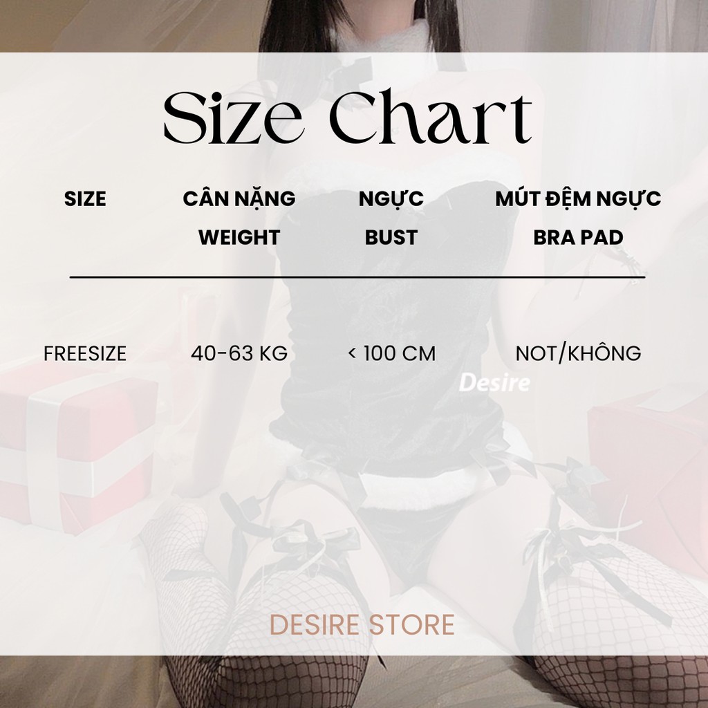 Desire Store, Bộ đồ ngủ cosplay cô nàng thỏ dịp Noel giáng sinh quyến rũ chất nhung mềm mịn DESIRE VN-1518 image 7 of 13