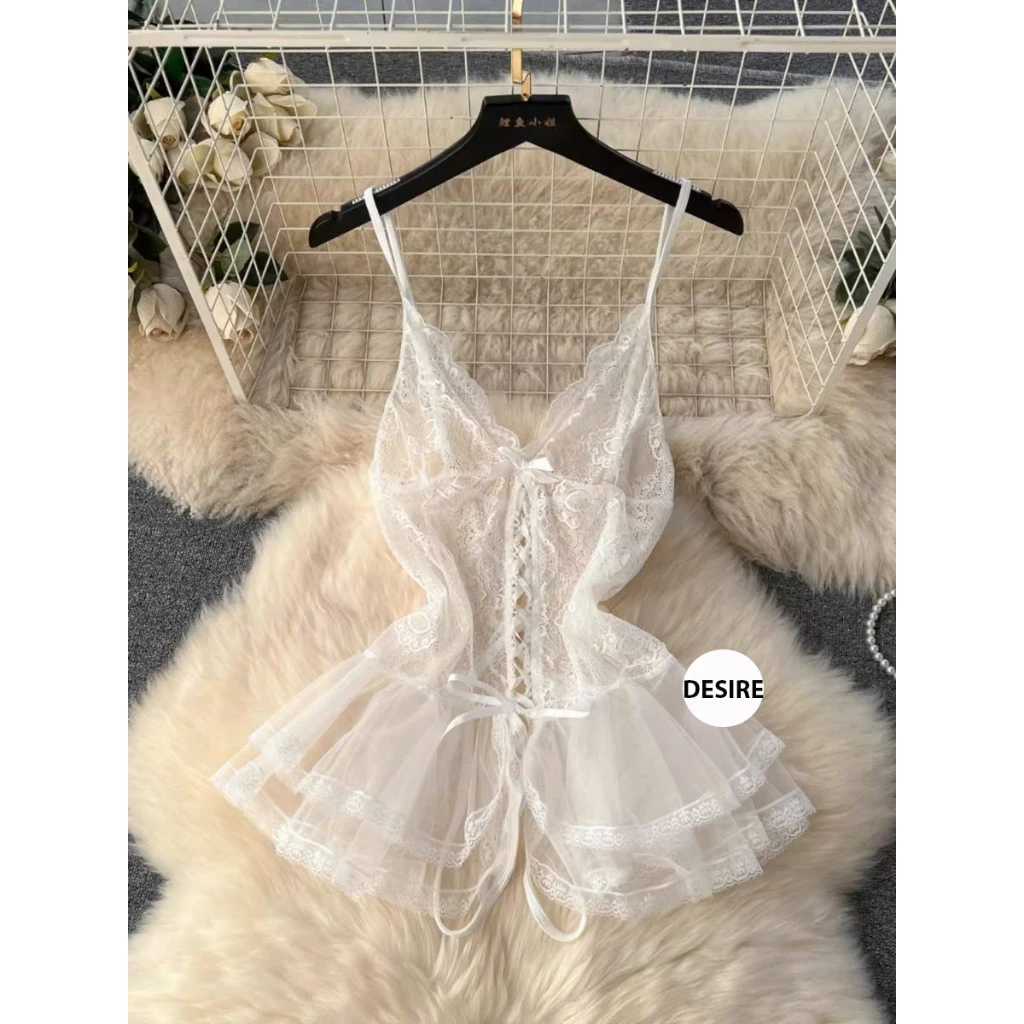 Desire Store, Váy ngủ ren ôm body xẻ đáy tôn dáng gợi cảm sexy VN-8494-2 - Trắng image 11 of 11