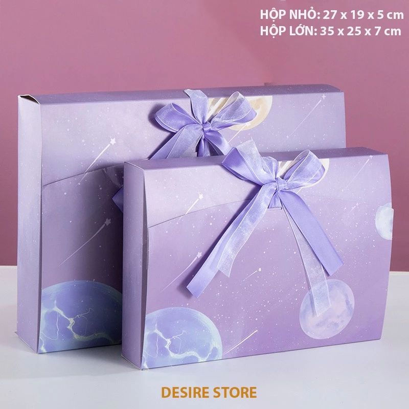 Desire Store, Hộp quà sang trọng hoạ tiết tranh sơn dầu hình chữ nhật hộp quà thắt nơ lụa túi quà - Hộp quà kiểu 2, 35 x 25 x 7 CM image 19 of 19