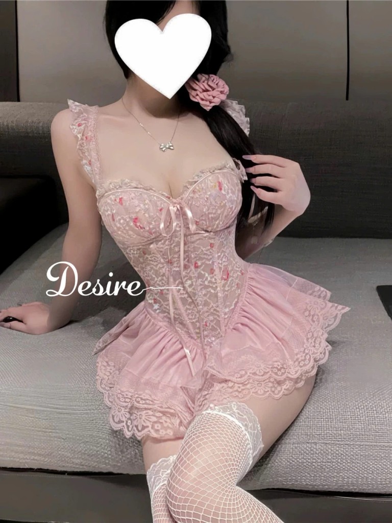 Desire Store, Váy ngủ tiểu thư - Đầm ngủ hoa nhí hai dây corset cúp ngưc kèm chip và đai sexy, gợi cảm DESIRE 1208 image 3 of 14