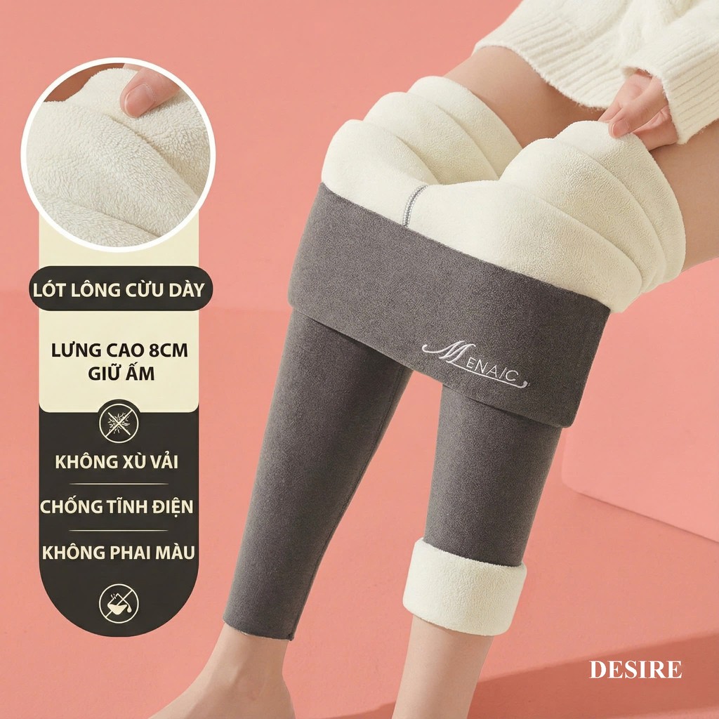 Desire Store, Quần legging M ENAIC lưng cao lót lông cừu nhung mịn giữ nhiệt mùa đông ấm áp định hình dáng QGN-9105014 - XÁM ĐẬM, M 40-51KG image 15 of 16