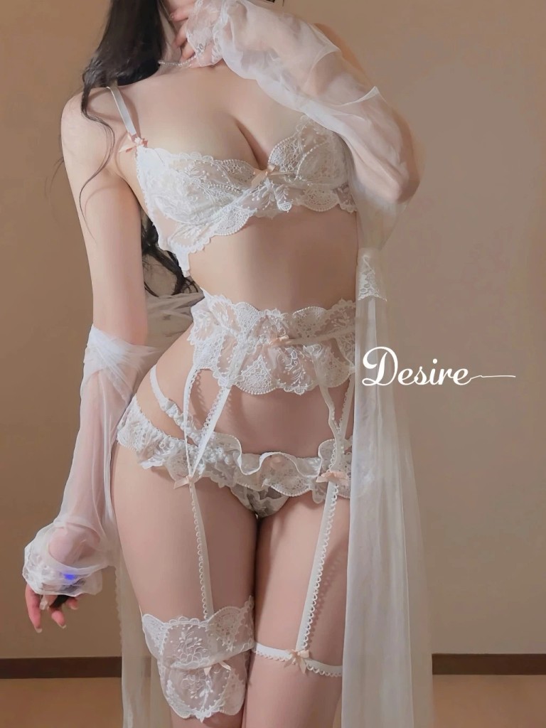 Desire Store, T198 Set nội y - Bộ lót ren liền thân có gọng ngực đầy đủ phụ kiện sexy xuyên thấu HÀNG QC CAO CẤP DESIRE image 4 of 14