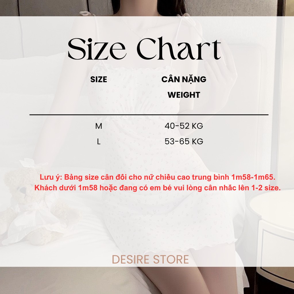 Desire Store, Váy ngủ mặc nhà thun hoa nhí cột dây vai có đệm mút ngực hàng loại 1 chính hãng GUIRUO DESIRE VN-4248 image 9 of 11