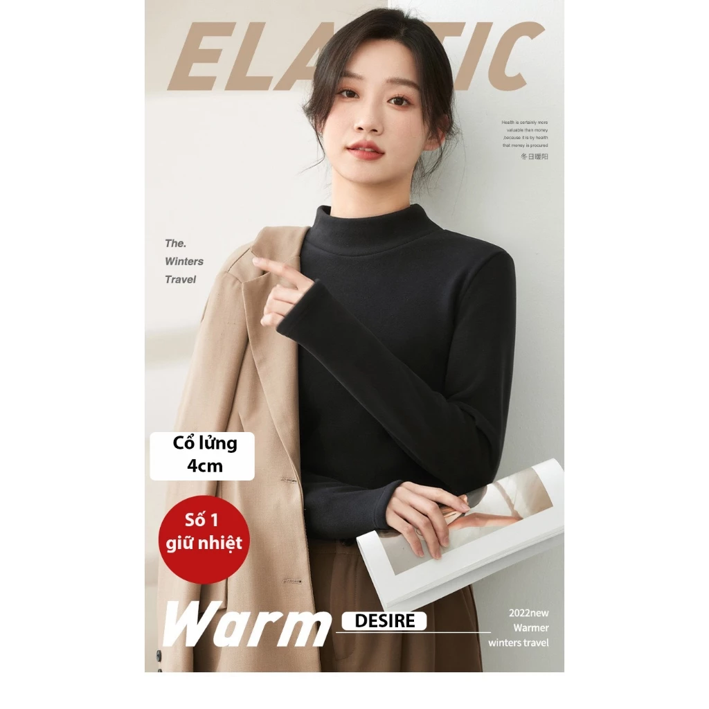 Desire Store, Áo cổ lọ chất Nhung lót lông cừu Đức dày cổ áo 4 phân giữ nhiệt mùa đông ấm áp DESIRE H2168 image 6 of 11