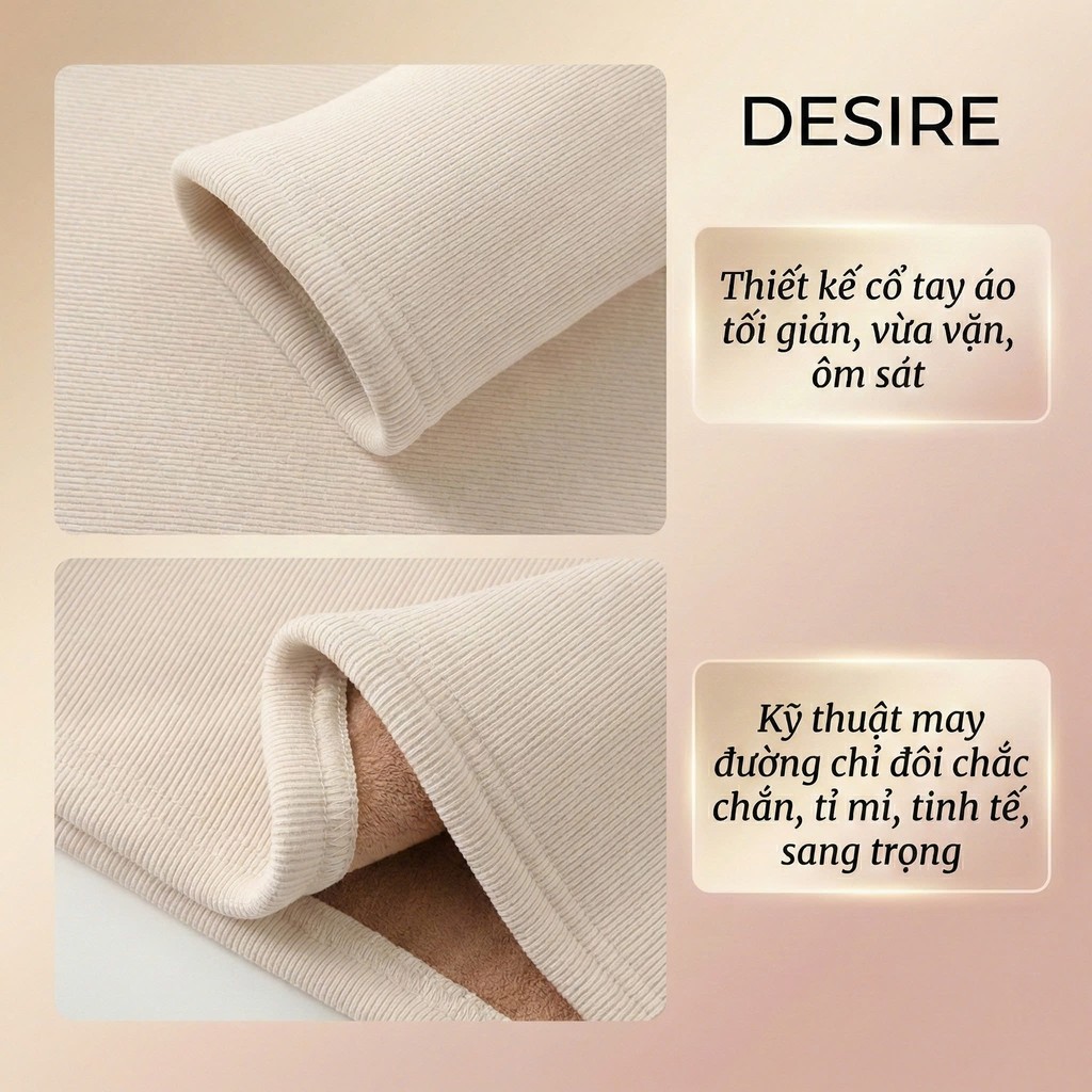 Desire Store, Áo cổ lọ chất Nhung len tăm lót lông cừu dày giữ nhiệt mùa đông ấm áp DESIRE H331 image 4 of 16
