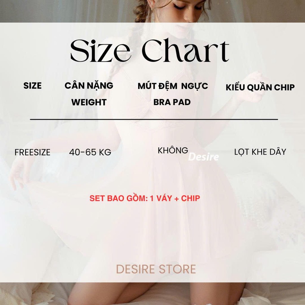 Desire Store, Váy ngủ ren xuyên thấu sexy kèm chip DESIRE VN-8738 image 10 of 13