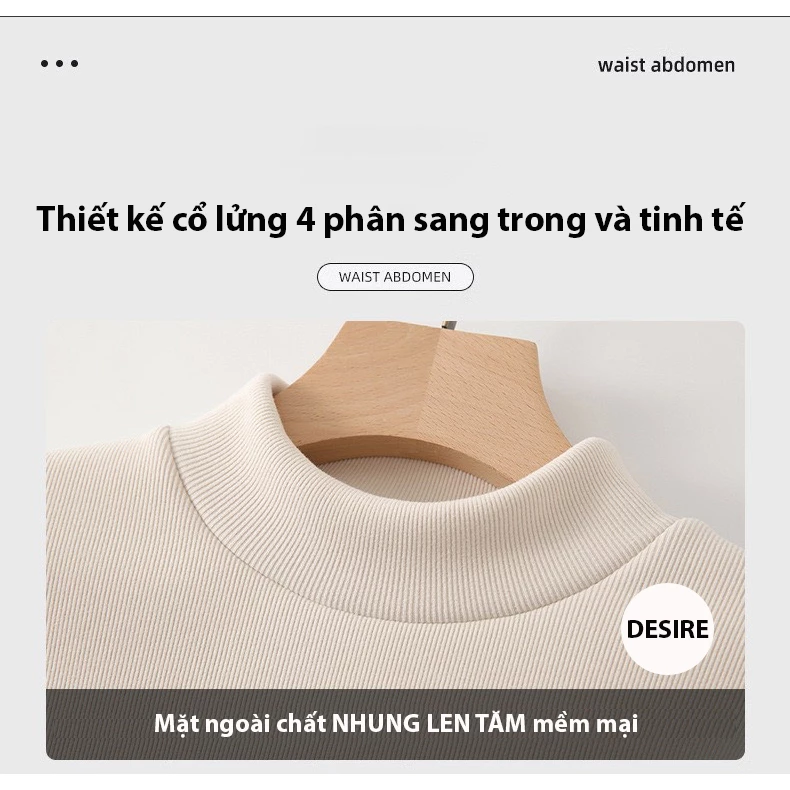 Desire Store, Áo cổ lọ chất Nhung len tăm lót lông cừu dày giữ nhiệt mùa đông ấm áp DESIRE H331 image 4 of 12