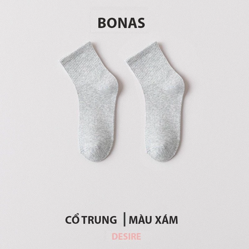 Desire Store, Tất len unisex nam nữ chính hãng BONAS Style Nhật Bản chất đẹp cao cấp phong cách đơn giản sang trọng MW 1837 - Xám cổ trung image 15 of 18