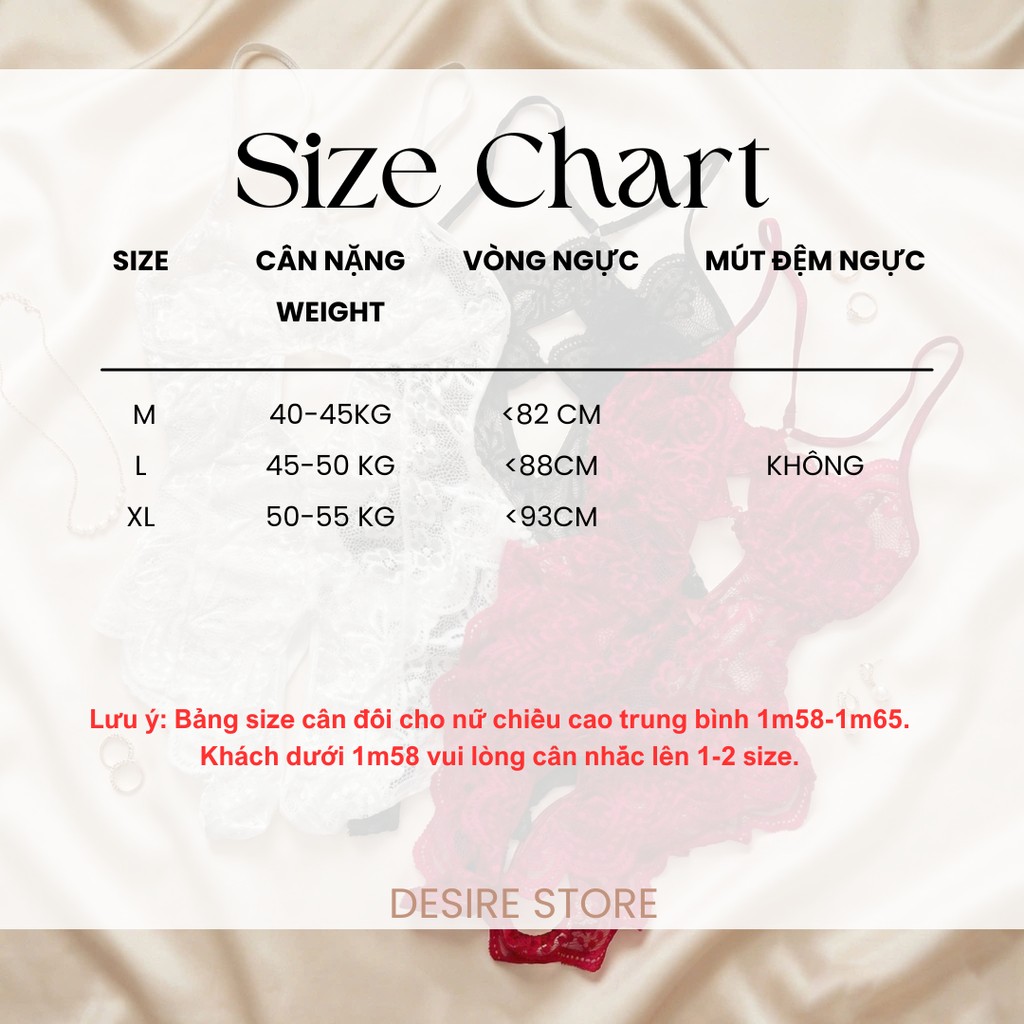 Desire Store, Váy ngủ ren liền thân xẻ đáy cài ngực trước xẻ mông nơ lụa sau gợi cảm sexy DESIRE VN-8748-2 image 10 of 16