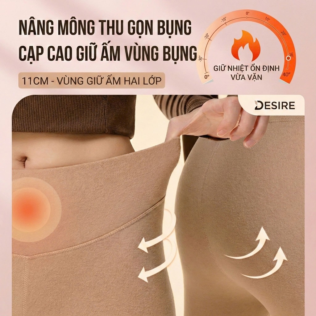Desire Store, Quần Legging giữ nhiệt Nhung Lyocell ôm body không đường viền siêu nhẹ thích hợp cho mùa thu đông DESIRE GY-086 image 5 of 12