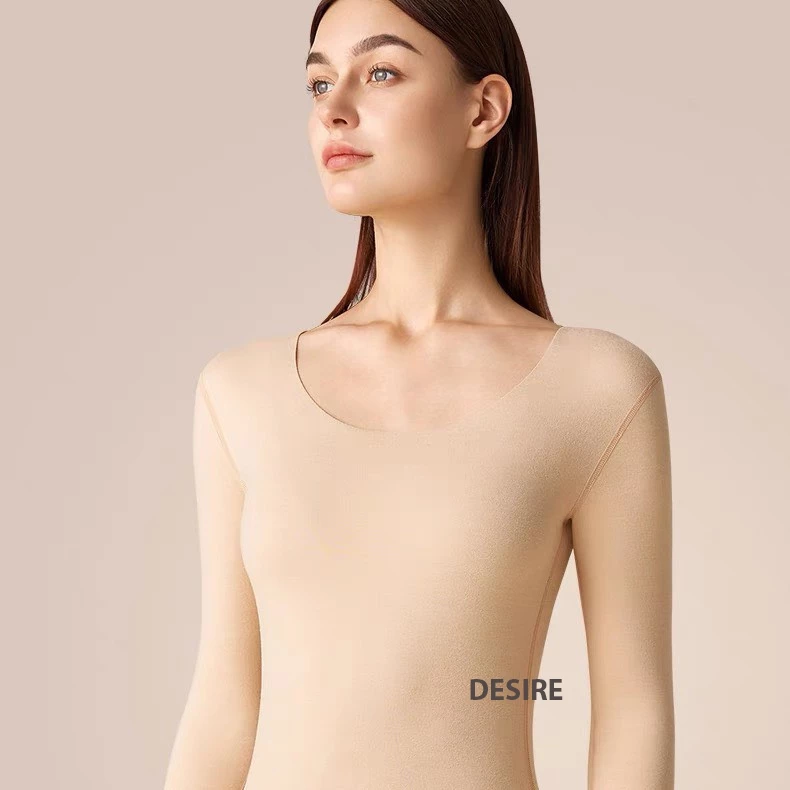 Desire Store, Đồ bộ giữ nhiệt nữ giới mùa đông siêu nhẹ ấm áp vải Nhung lót Len Cashmere không đường viền AGN-002 image 3 of 23