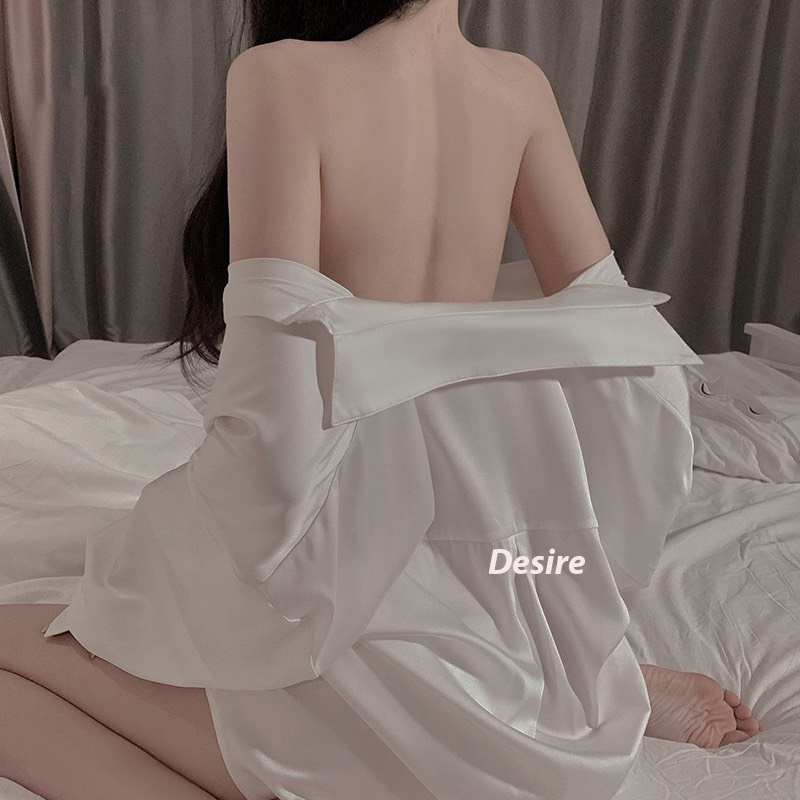 Desire Store, Áo sơ mi ngủ lụa satin mềm tay lửng gợi cảm sexy Desire VN-1902 image 5 of 14
