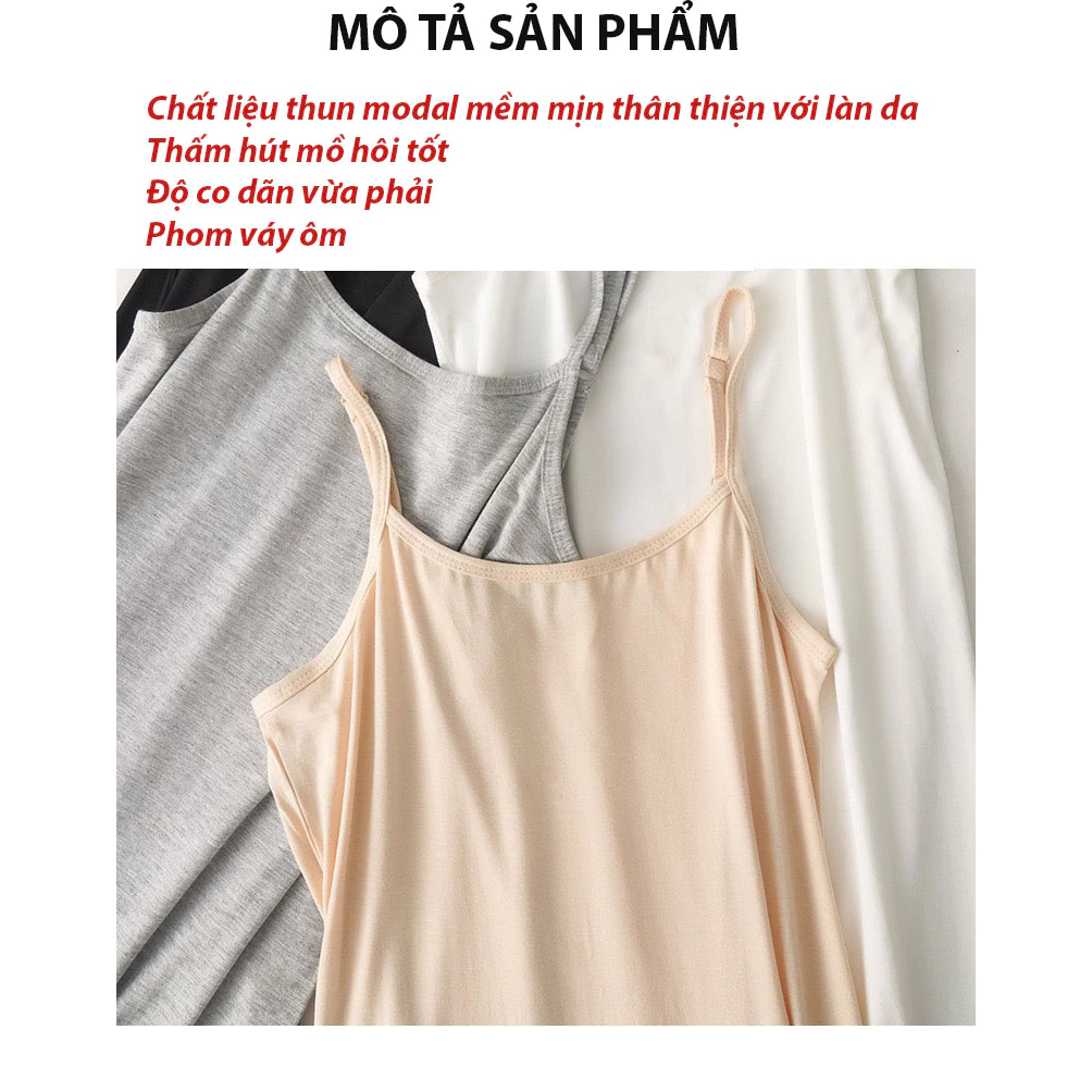 Desire Store, Váy hai dây Váy mặc lót chất thun modal (Gỗ sồi) dáng ôm body cổ ngang có TĂNG ĐƠ điều chỉnh DESIRE VN-062 image 7 of 30