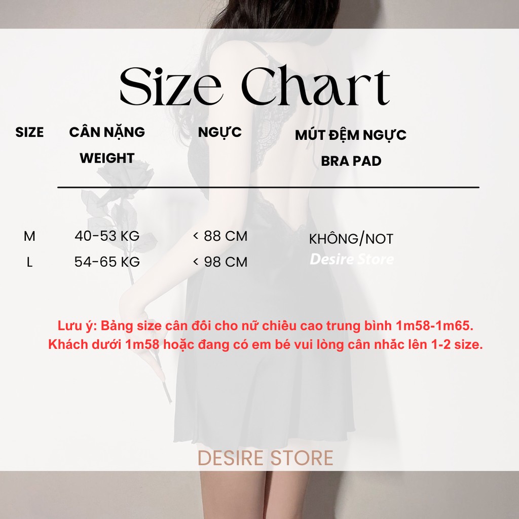 Desire Store, Váy ngủ lụa phối ren cut out lưng gợi cảm có mút ngực DESIRE VN-2621 image 6 of 9