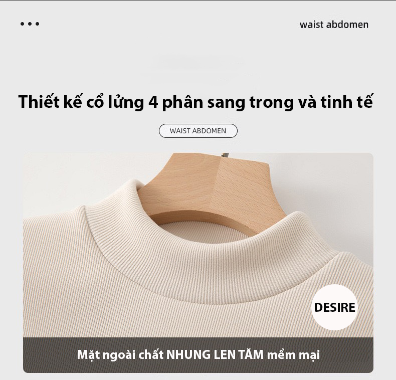 Desire Store, Áo cổ lọ chất Nhung len tăm lót lông cừu dày giữ nhiệt mùa đông ấm áp DESIRE H331 image 2 of 16