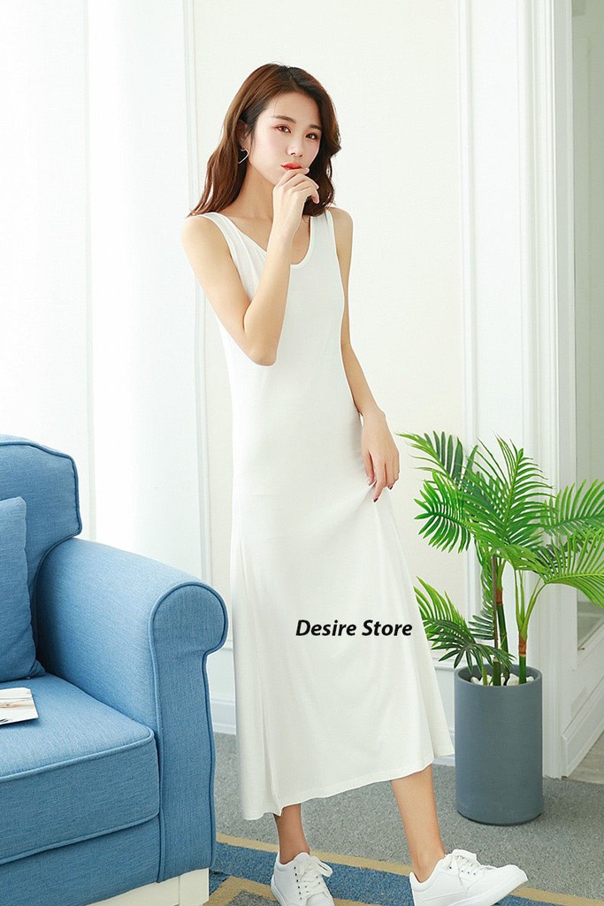Desire Store, Đầm thun sát nách vải modal (Gỗ sồi) dáng ôm cổ tim mịn mát mùa hè BTM-1012 image 5 of 18