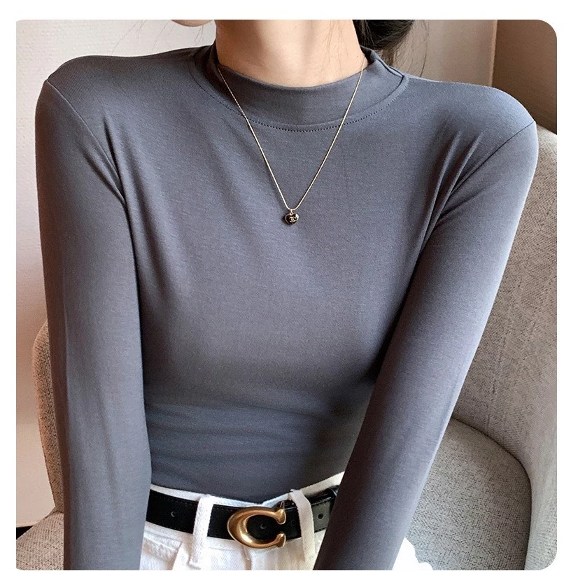 Desire Store, Áo thun dài tay cổ lọ cổ cao lửng chất thun len mềm mại ấm áp mùa thu đông H535 image 9 of 13