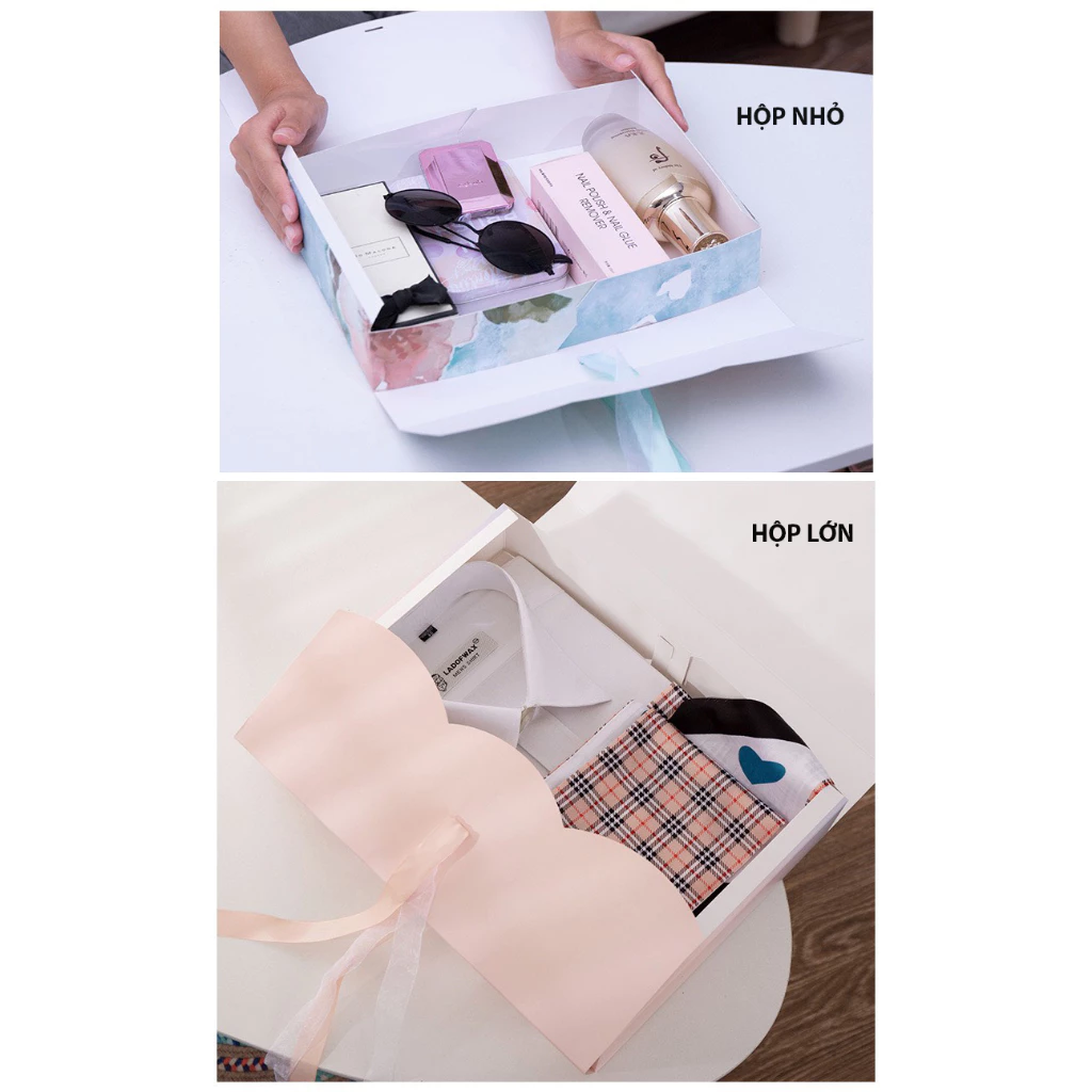 Desire Store, Hộp quà sang trọng hoạ tiết tranh sơn dầu hình chữ nhật hộp quà thắt nơ lụa túi quà image 6 of 19