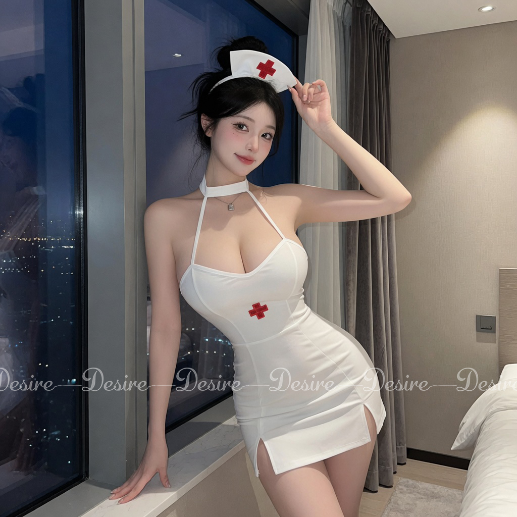 Desire Store, Bộ đồ ngủ Cosplay y tá đầy đủ phụ kiện sexy gợi cảm DESIRE VN-8808 image 7 of 19