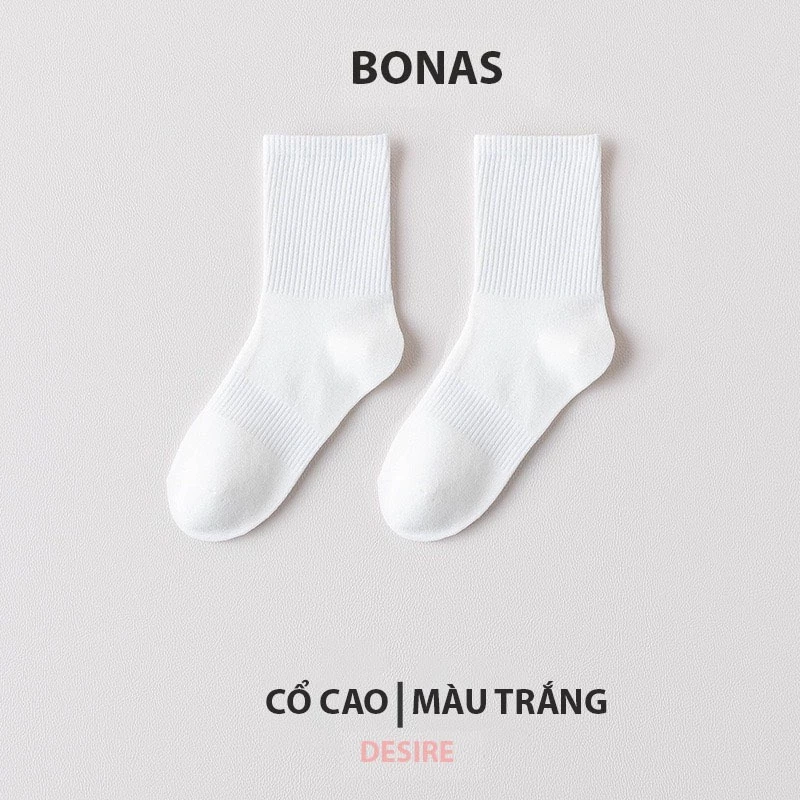 Desire Store, Tất len unisex nam nữ chính hãng BONAS Style Nhật Bản chất đẹp cao cấp phong cách đơn giản sang trọng MW 1837 - Trắng cổ cao image 17 of 18
