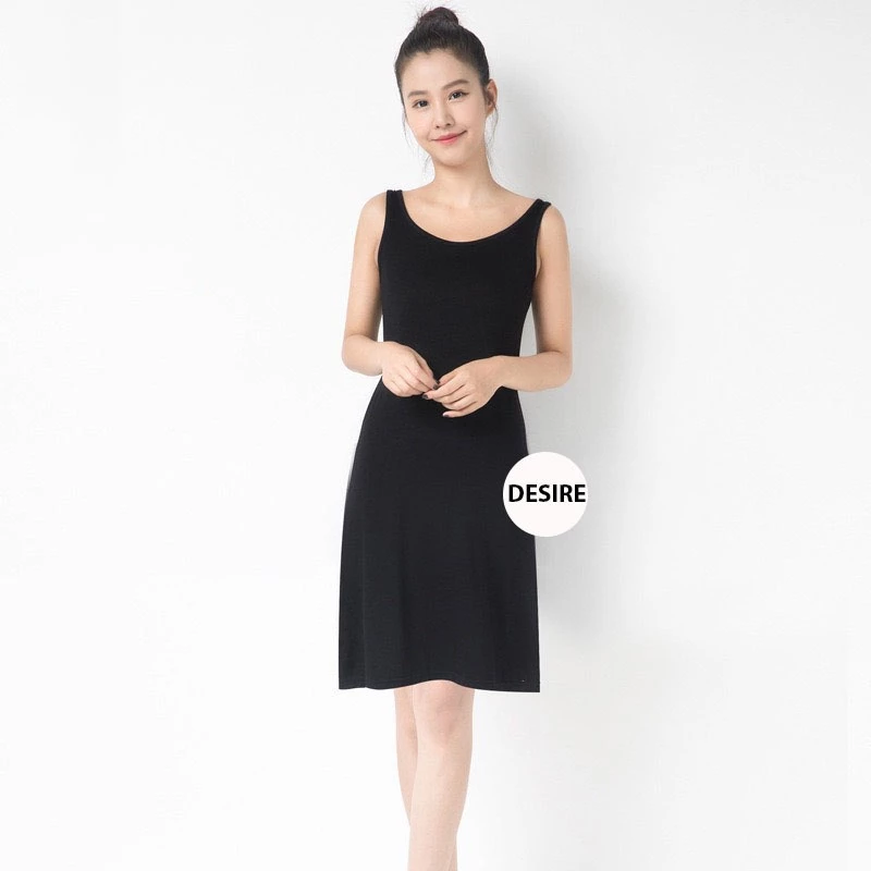 Desire Store, Đầm thun sát nách vải Modal (Gỗ sồi) mịn mát Desire VNN-00101 - Đen trung, XL image 12 of 13