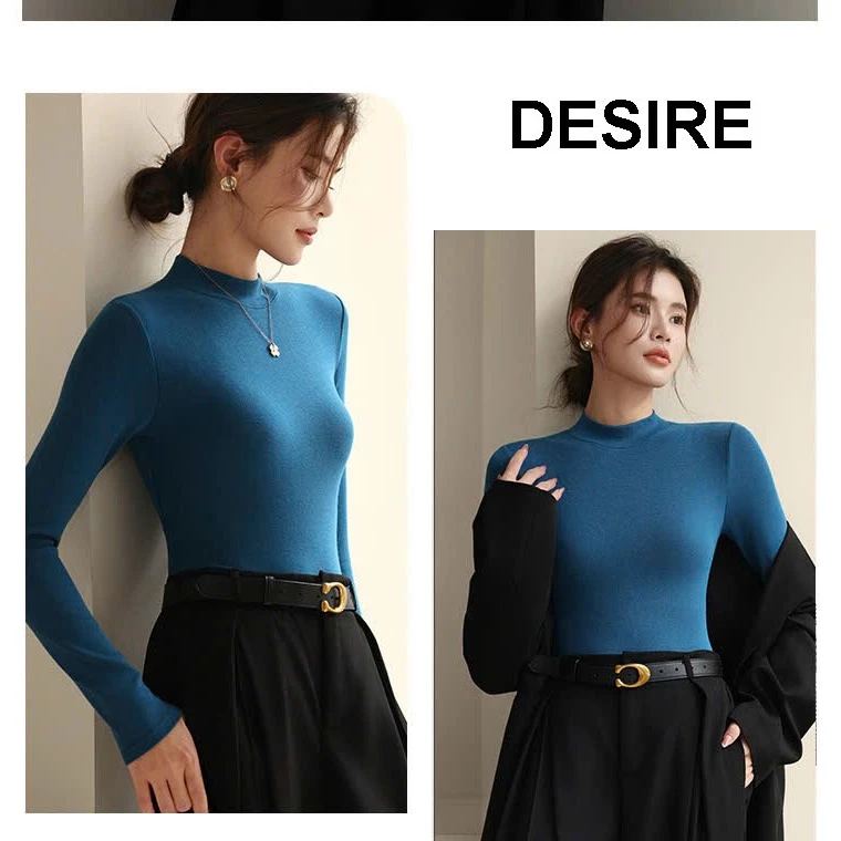 Desire Store, Áo Thun Cổ Lọ Dài Tay Giữ Ấm Mùa Đông, Chất Liệu Thun Lạnh Co Giãn 4 Chiều, Thời Trang Nữ Cao Cấp DESIRE K2219 image 6 of 11