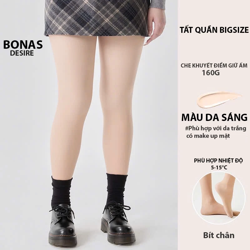 Desire Store, Quần tất nữ BIGSIZE (60-85KG) Dày 160G hai lớp lót nỉ giữ ấm che khuyết điểm định hình dáng BONAS DS2051 - 160G BIGSIZE DA SÁNG image 11 of 11