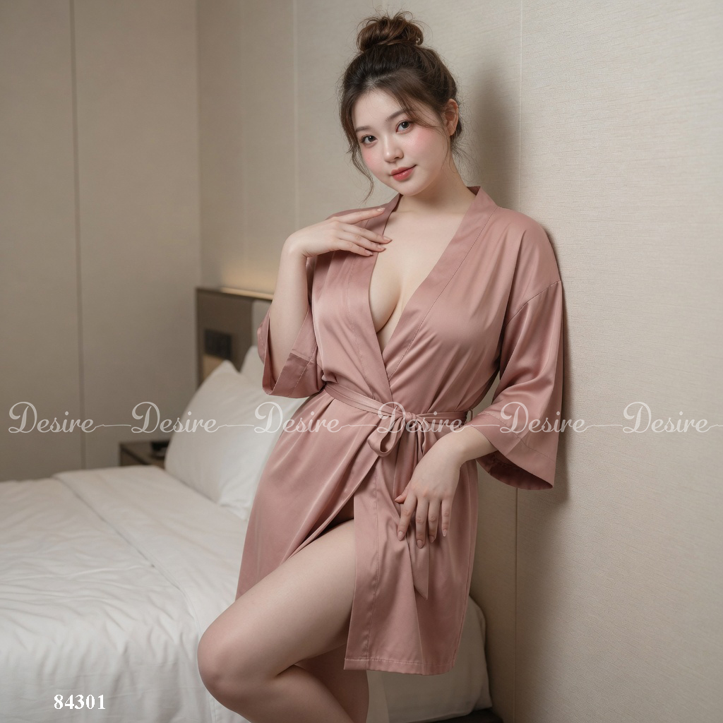 Desire Store, Áo choàng ngủ lụa tay ống rộng cao cấp Áo choàng cô dâu gợi cảm Bride hàng loại 1 84301 image 18 of 37