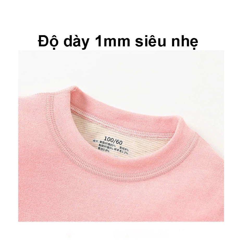 Desire Store, Đồ bộ giữ nhiệt trẻ em cổ tròn chất liệu vải nhung lót Len Cashmere siêu nhẹ mềm mại ấm áp DGN-005 image 3 of 12