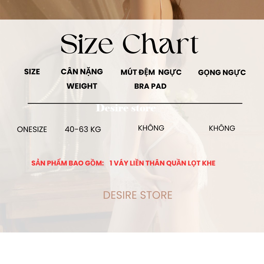 Desire Store, Váy ngủ thun 2 dây phối ren hoa xẻ tà gợi cảm Desire VN-8487 image 9 of 11