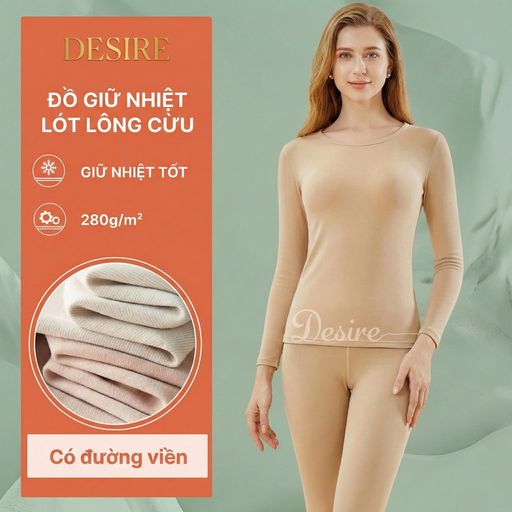 Desire Store, Đồ bộ giữ nhiệt mùa đông siêu nhẹ ấm áp vải Nhung lót Len Cashmere có đường viền dành cho nữ giới ZYOS AGN-003 - 280.000 ₫