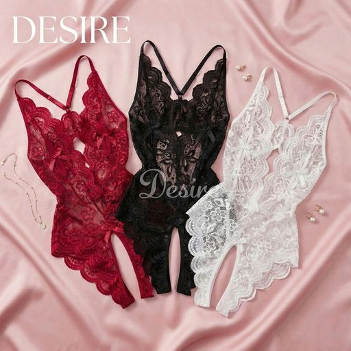 Desire Store, Bodysuit liền thân - Váy ngủ ren xuyên thấu gợi cảm quyên rũ xẻ đáy DESIRE VN-8413 - 200.000 ₫