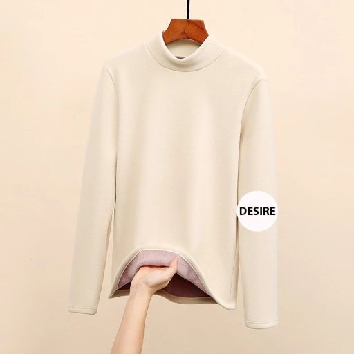 Áo cổ lọ chất Nhung lót lông cừu Đức dày cổ áo 4 phân giữ nhiệt mùa đông ấm áp DESIRE H2168 Trắng kem 2XL - Available variant