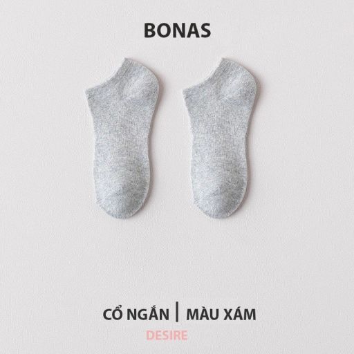 Tất len unisex nam nữ chính hãng BONAS Style Nhật Bản chất đẹp cao cấp phong cách đơn giản sang trọng MW 1837 Xám cổ ngắn - Available variant
