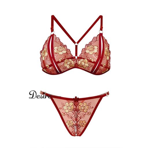 Bộ lót ren hoạ tiết hoa chất mềm mịn sexy gợi cảm DESIRE VN-080 Đỏ đậm 1 bộ - Available variant