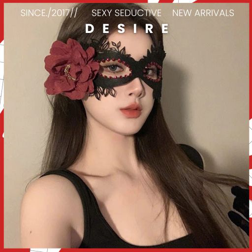 Desire Store, Mặt nạ hoá trang đen phối đỏ hoạ tiết Hoa hồng phong cách quyến rũ DESIRE MN-002 - 40.000 ₫
