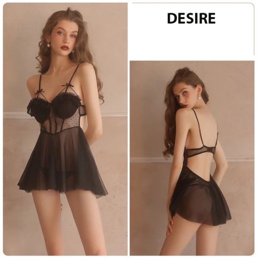 Váy ngủ ren kèm chip gợi cảm hàng cao cấp Desire VN-1708 Đen M - Available variant